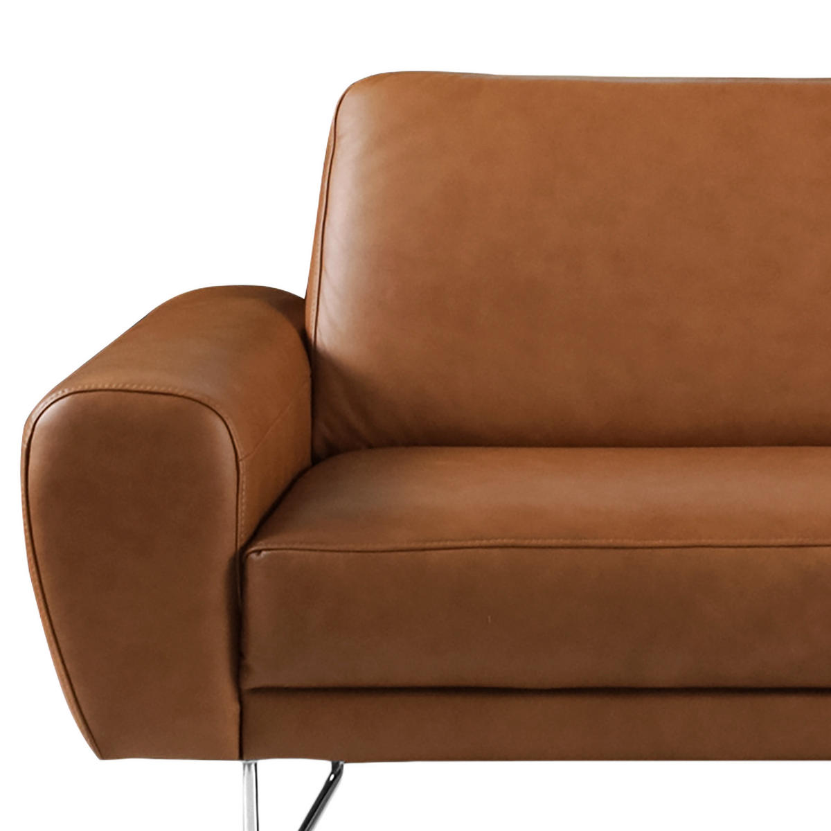 2-SITZER-SOFA in Echtleder Cognac  - Chromfarben/Cognac, Design, Leder/Metall (177/85/92cm) - Livetastic