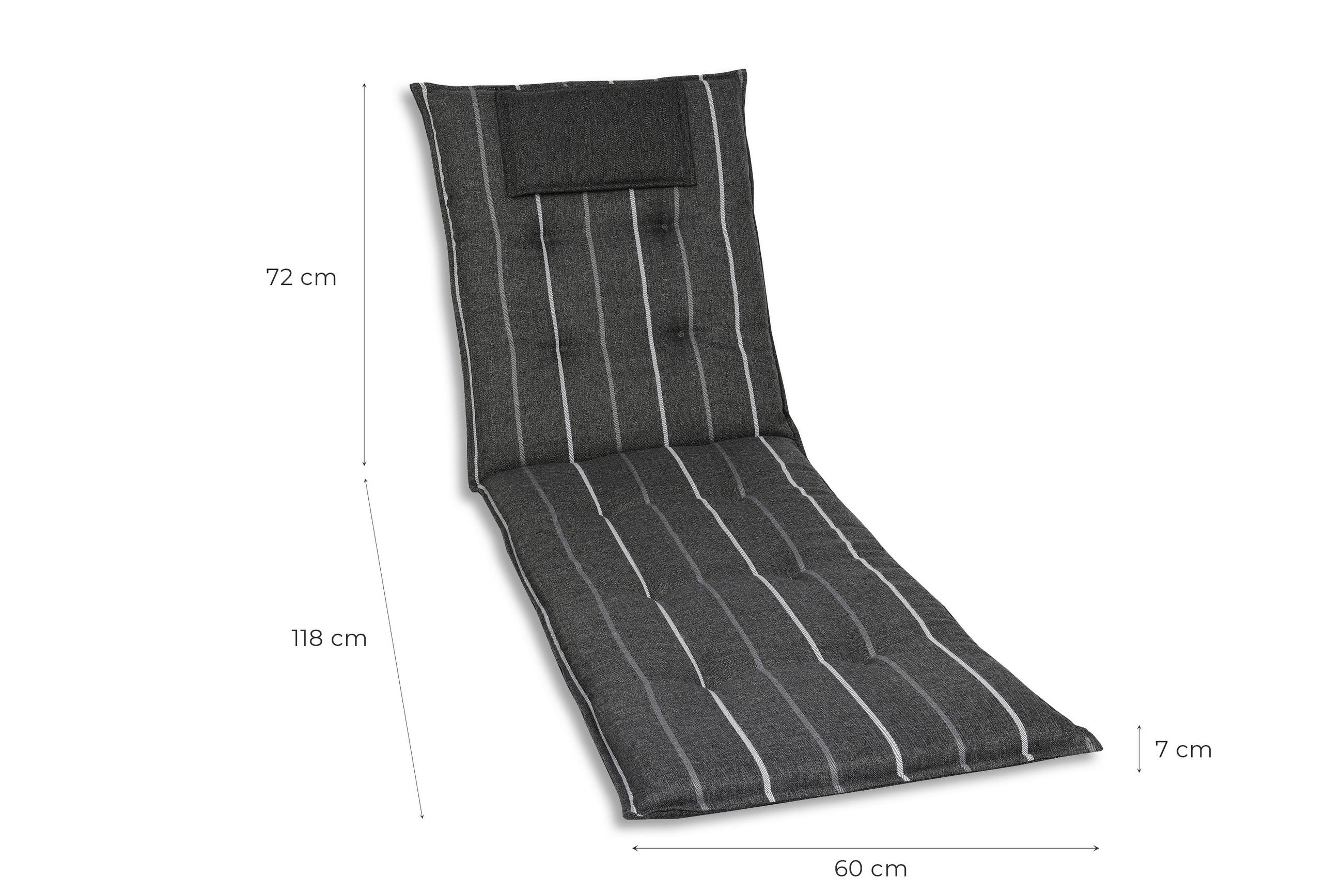 LIEGENAUFLAGE in Anthrazit Streifen  - Anthrazit, Basics, Textil (60/7/190cm)