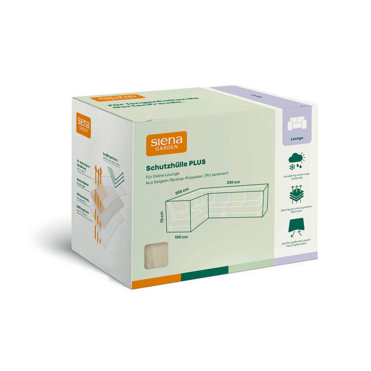 SCHUTZHÜLLE 255/70/330 cm  - Beige, MODERN, Kunststoff (255/70/330cm) - Siena Garden