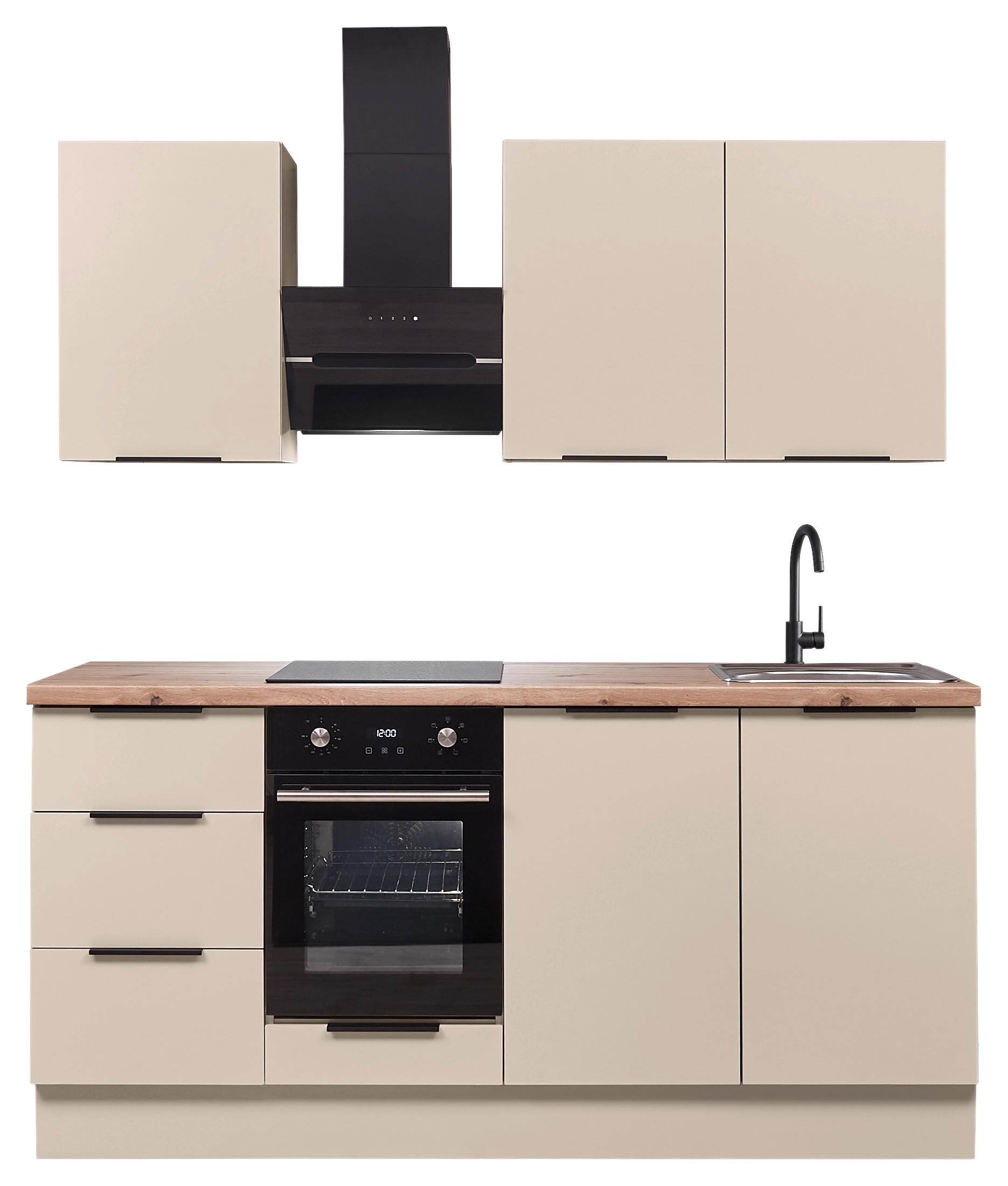 KÜCHENBLOCK Multan  in Kaschmir  - Kaschmir/Schwarz, Basics, Holzwerkstoff/Metall (180/210/60cm) - Carryhome
