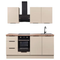 KÜCHENBLOCK Multan  in Kaschmir  - Kaschmir/Schwarz, Basics, Holzwerkstoff/Metall (180/210/60cm) - Carryhome