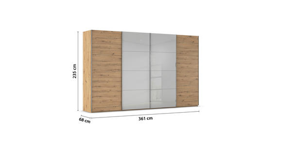 SCHWEBETÜRENSCHRANK 361/235/68 cm 4-türig  - Chromfarben, KONVENTIONELL, Glas/Holzwerkstoff (361/235/68cm) - Novel