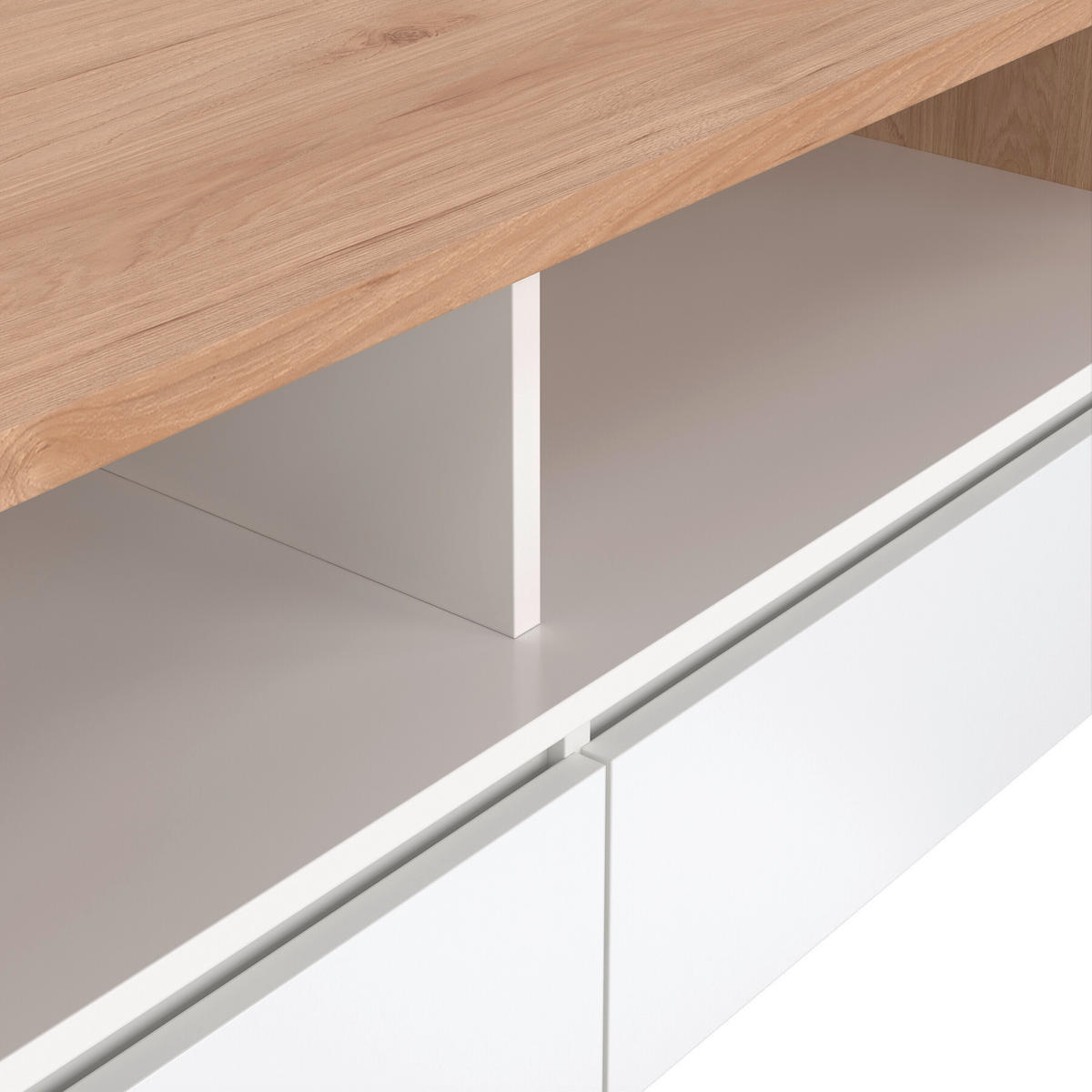 COUCHTISCH 120/60/46 cm rechteckig Weiß Hochglanz, Hickory  - Weiß Hochglanz/Hickory, KONVENTIONELL, Holzwerkstoff (120/60/46cm) - Boxxx