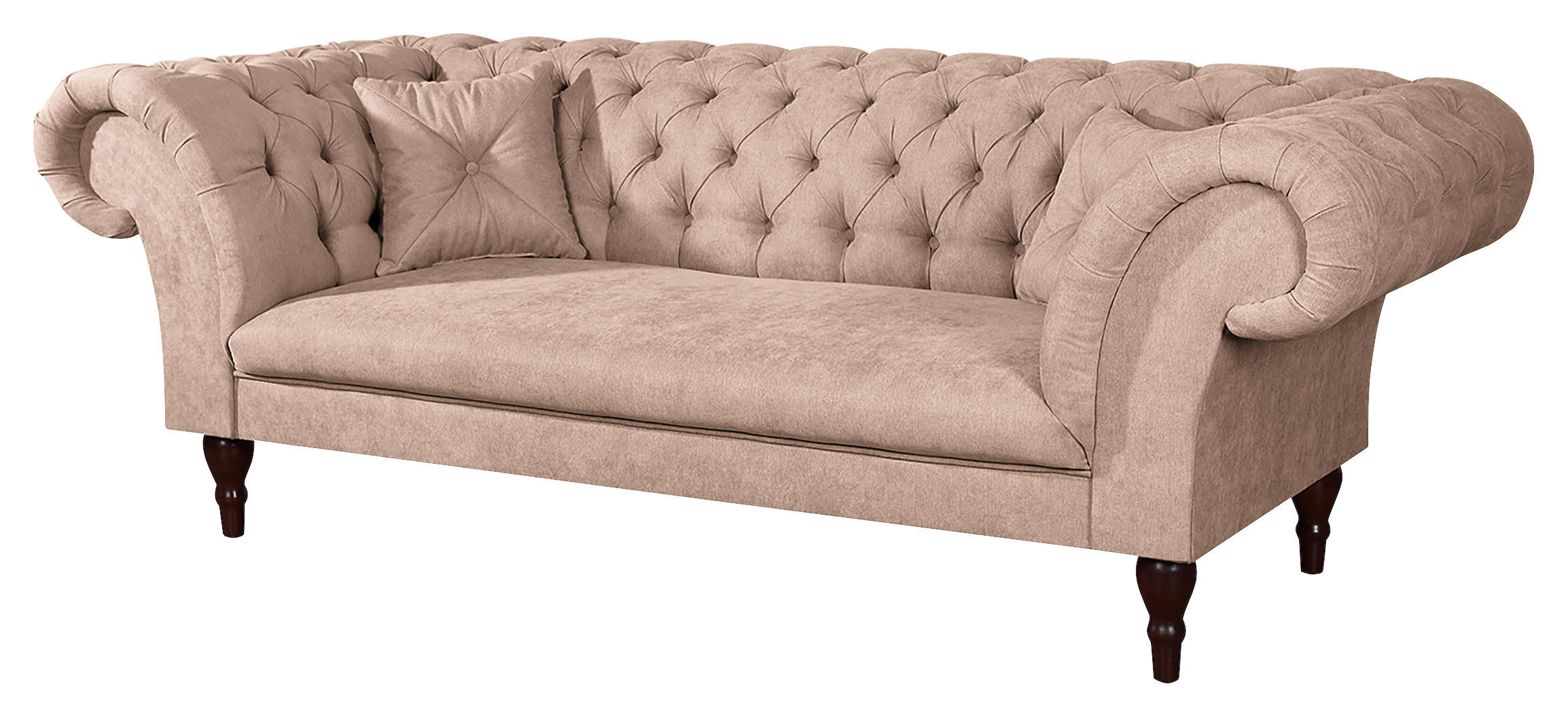 3-SITZER-SOFA Mikrofaser Rosa  - Braun/Rosa, Design, Holz/Textil (232/79/97cm) - Livetastic