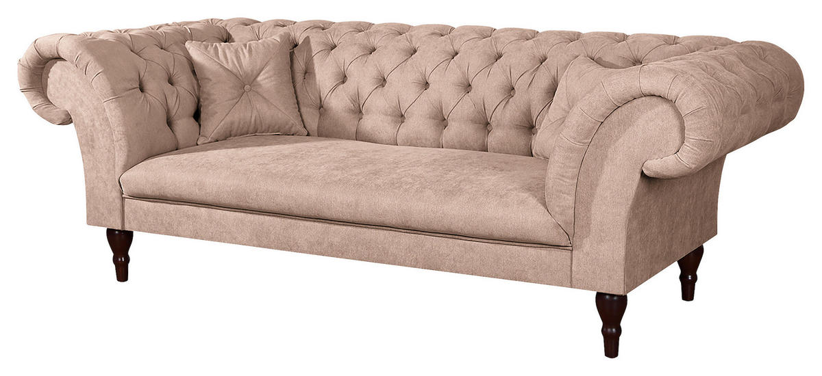 3-SITZER-SOFA Mikrofaser Rosa  - Braun/Rosa, Design, Holz/Textil (232/79/97cm) - Livetastic