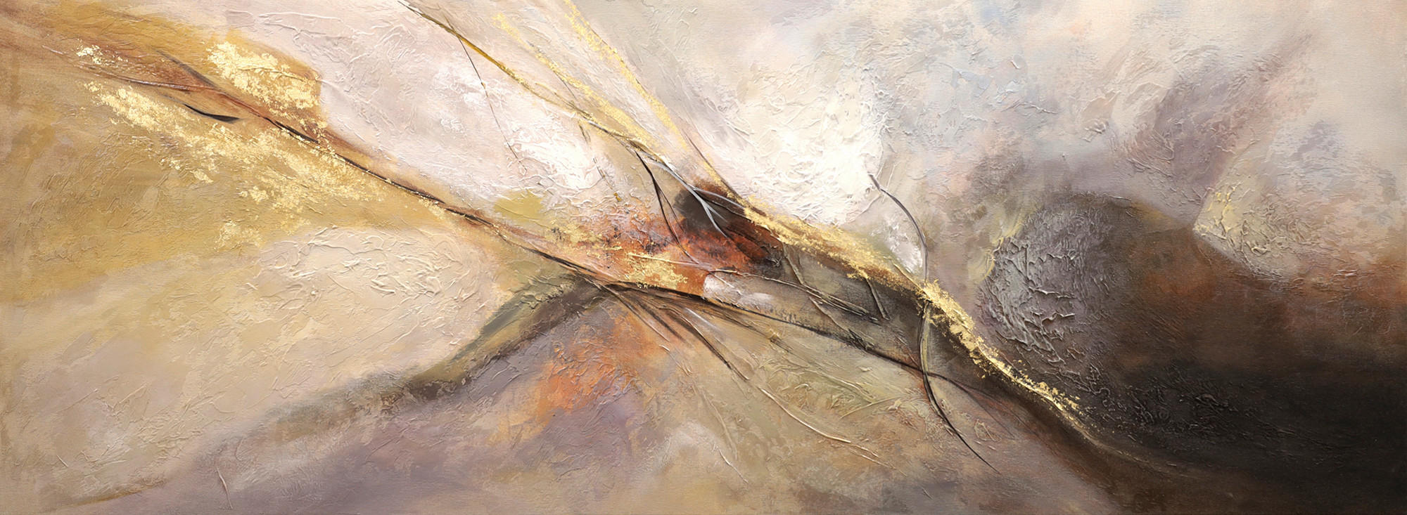 ÖLGEMÄLDE Landschaft & Natur, Abstraktes, Strukturen 150/50 cm  - Multicolor, LIFESTYLE, Holzwerkstoff/Textil (150/50cm) - Monee