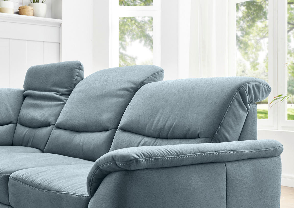 ECKSOFA Blau Mikrofaser  - Wildeiche/Blau, KONVENTIONELL, Holz/Textil (224/254cm) - Carryhome