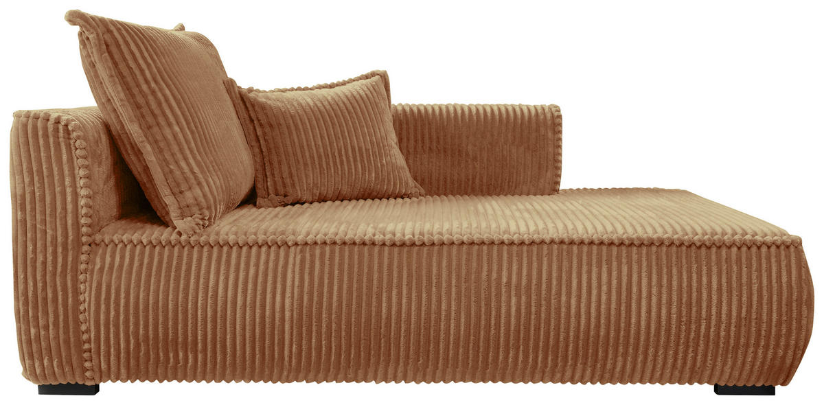 RÉCAMIERE Cord Rostfarben  - Rostfarben/Schwarz, Design, Holz/Textil (207/75/121cm) - MID.YOU