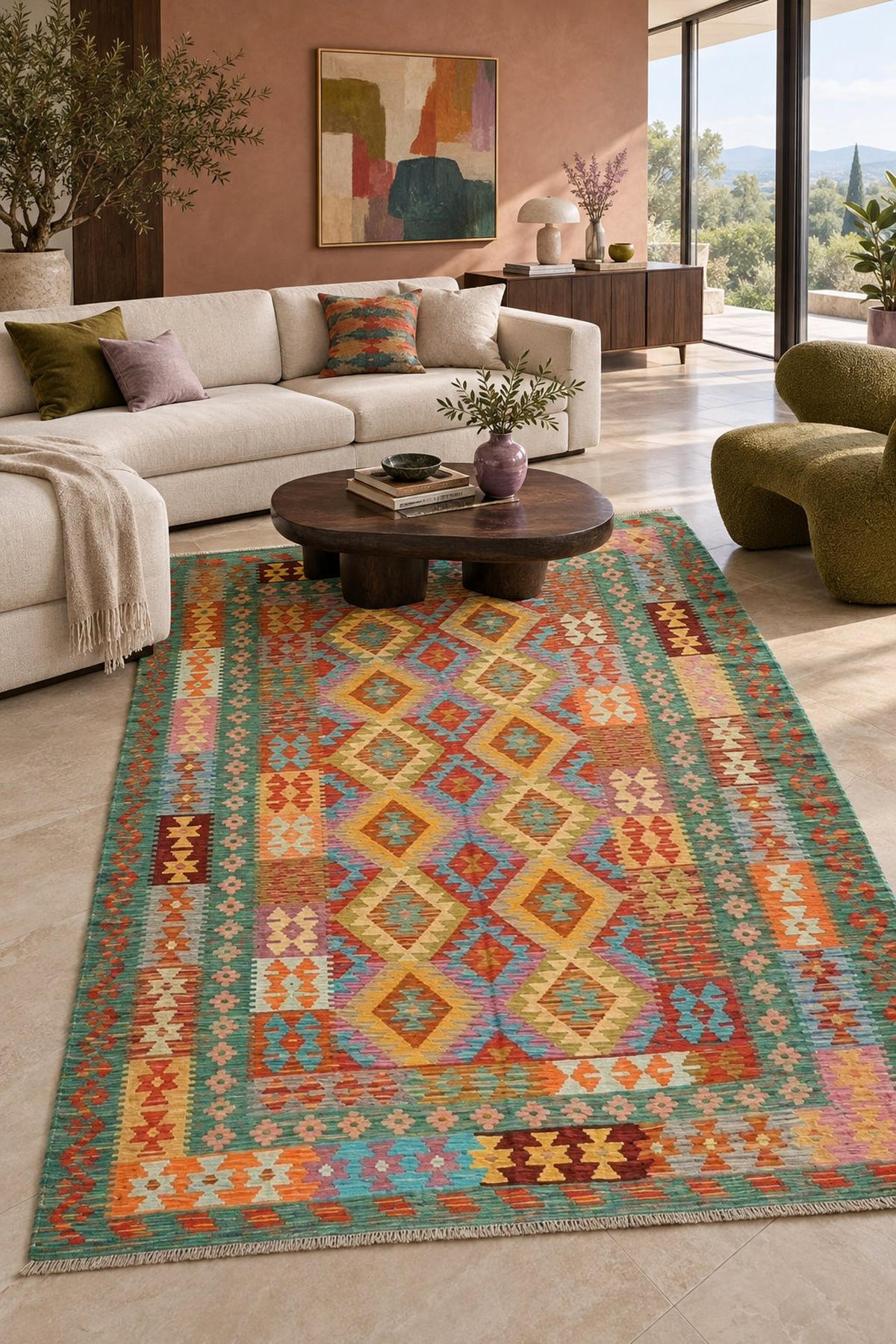 ORIJENTALNI TEPIH 85/120 cm   višebojno  KELIM VINTAGE  - višebojno, Konvencionalno, tekstil (85/120cm) - Cazaris