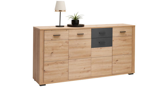 SIDEBOARD in 178,6/88,7/38 cm - Anthrazit/Eiche Artisan, KONVENTIONELL, Holzwerkstoff/Kunststoff (178,6/88,7/38cm) - Xora