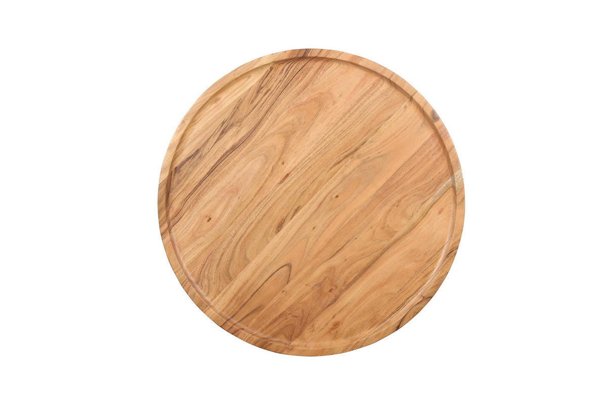 COUCHTISCH Akazie vollmassiv rund Akaziefarben  - Schwarz/Akaziefarben, Design, Holz/Metall (75/47,5cm) - Livetastic