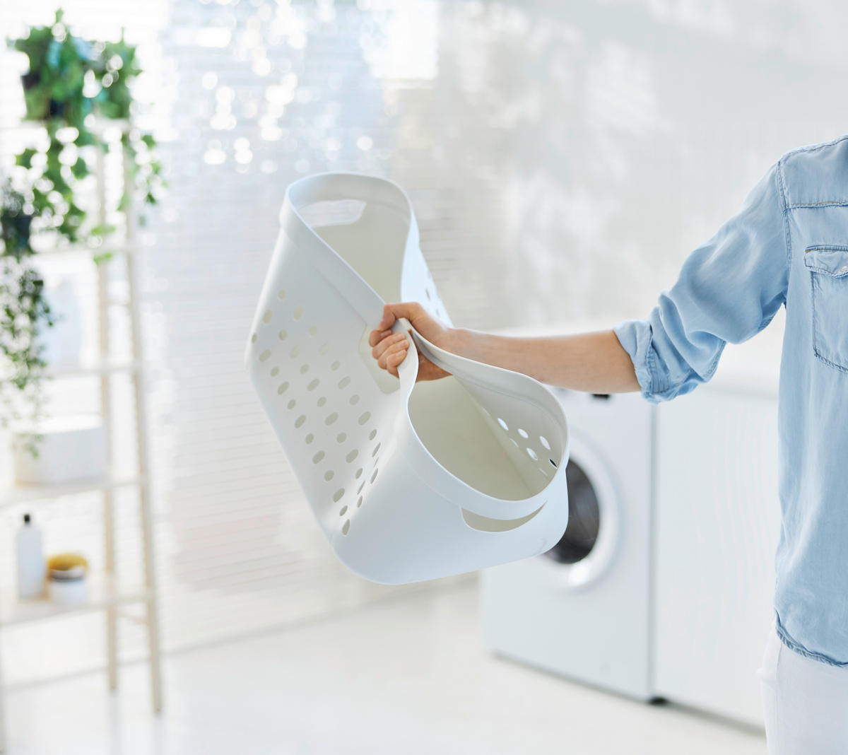 WÄSCHEKORB - Weiß, KONVENTIONELL, Kunststoff (38,5/23,3/56,6cm) - Rotho