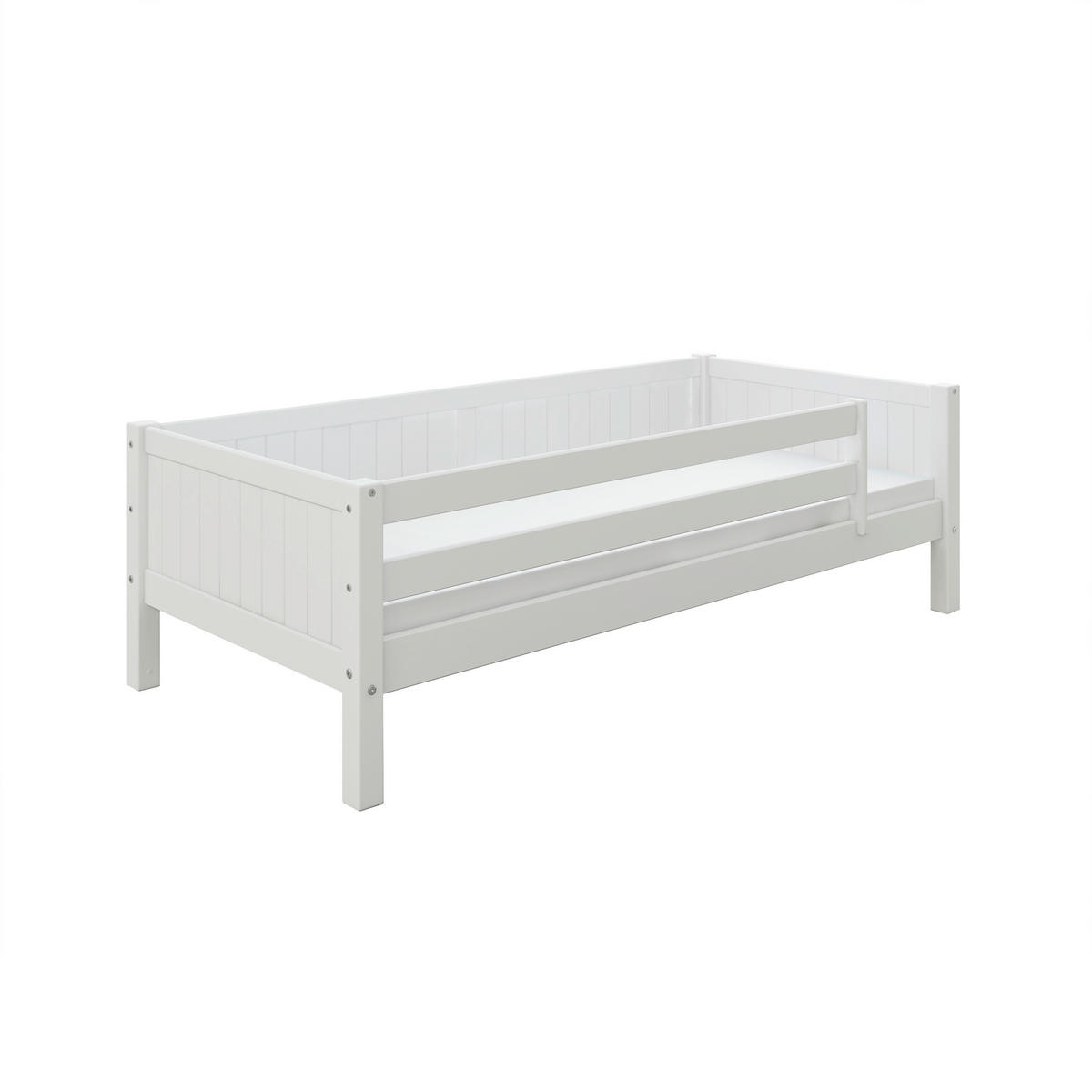 BETT 90/200 cm,  in Weiß, Rollrost, Absturzsicherung  - Weiß, MODERN, Holz (90/200cm) - Chameo