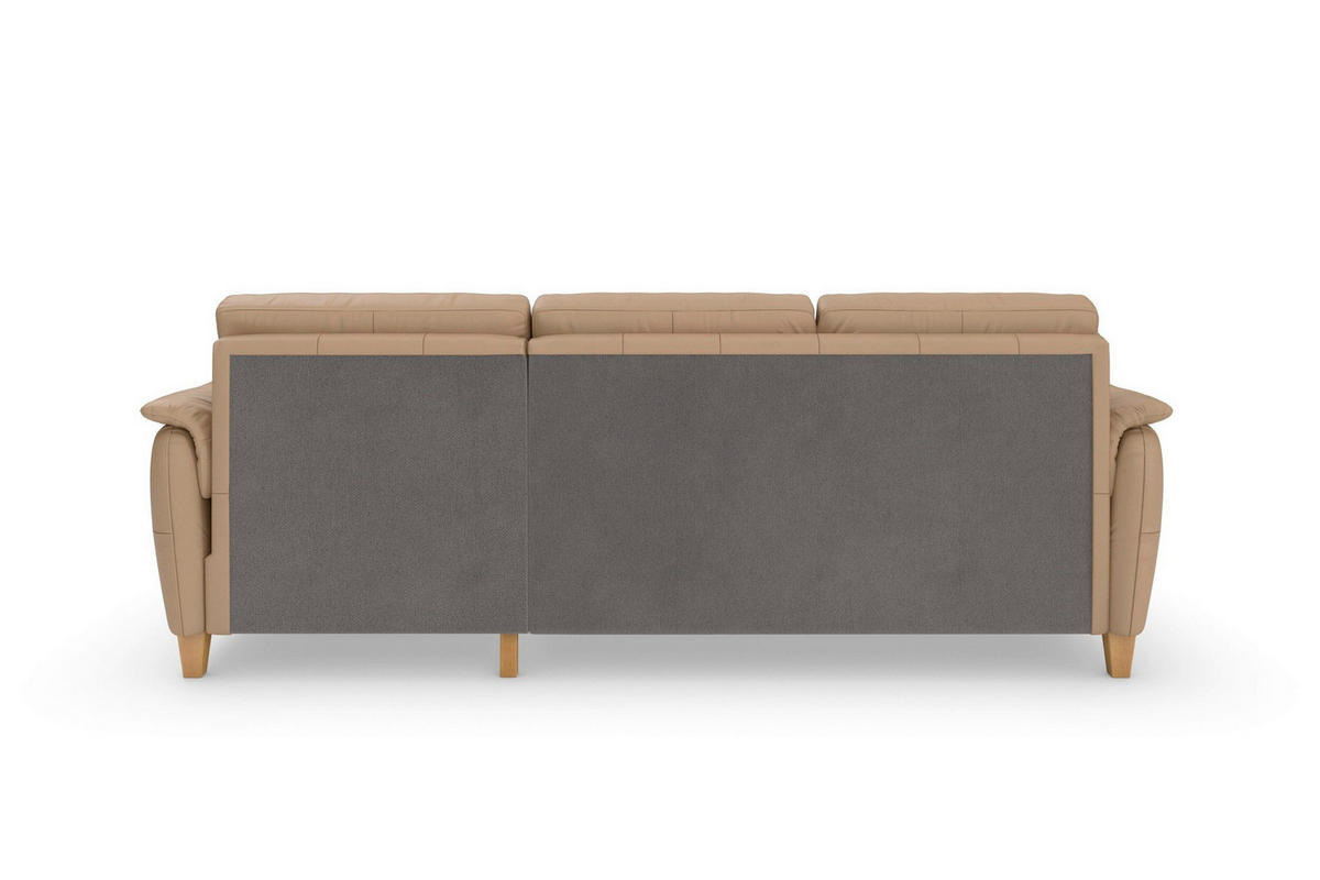 ROHOVÁ SEDAČKA, koža, cappuccino - farba duba/cappuccino, Basics, koža/drevo (244/163cm) - Sit & More