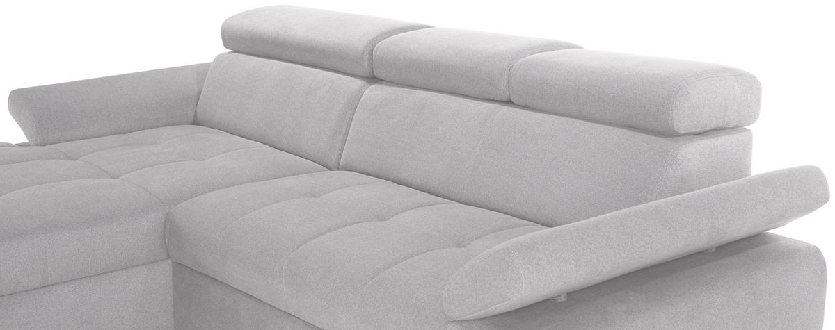 ECKSOFA in Velours Silberfarben  - Silberfarben, Design, Holz/Textil (183/292cm) - Livetastic
