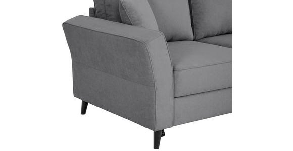 ECKSOFA in Velours Grau  - Schwarz/Grau, KONVENTIONELL, Holz/Textil (244/159cm) - Carryhome