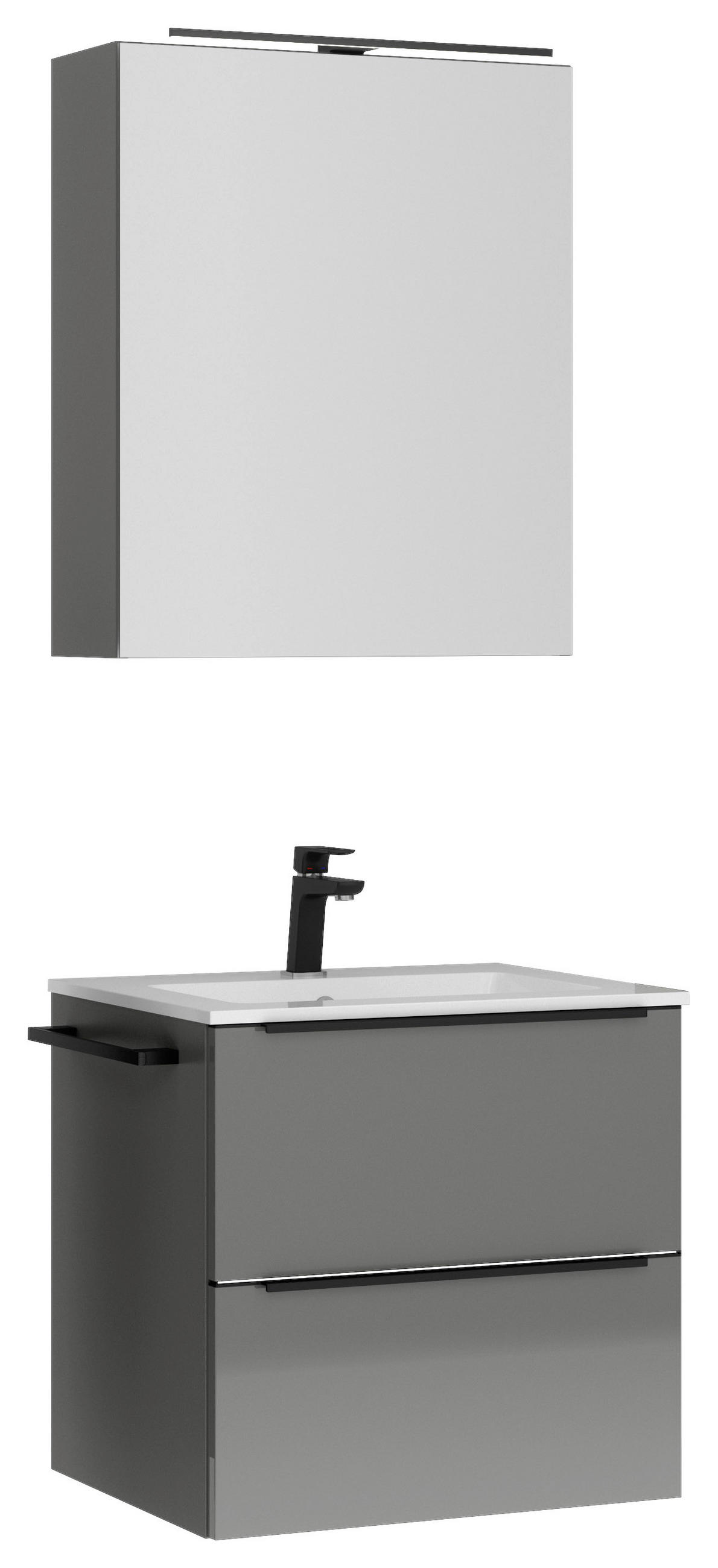 BADEZIMMER  in 61 cm  - Schieferfarben/Schwarz, MODERN, Holzwerkstoff/Stein (61cm) - Nobilia