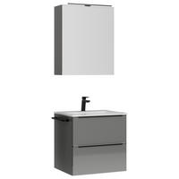 BADEZIMMER  in 61 cm  - Schieferfarben/Schwarz, MODERN, Holzwerkstoff/Stein (61cm) - Nobilia