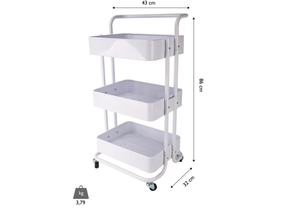 SERVERINGSVAGN i vit  - vit, Basics, metall (43/32/86cm) - Echtwerk