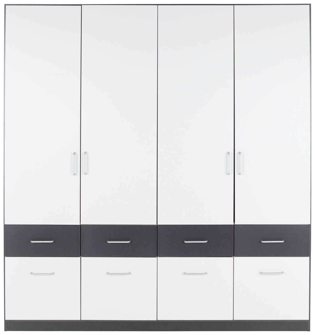 KLEIDERSCHRANK 181/197/54 cm Grau, Weiß  - Alufarben/Weiß, KONVENTIONELL, Holzwerkstoff/Kunststoff (181/197/54cm) - Rauch Möbel