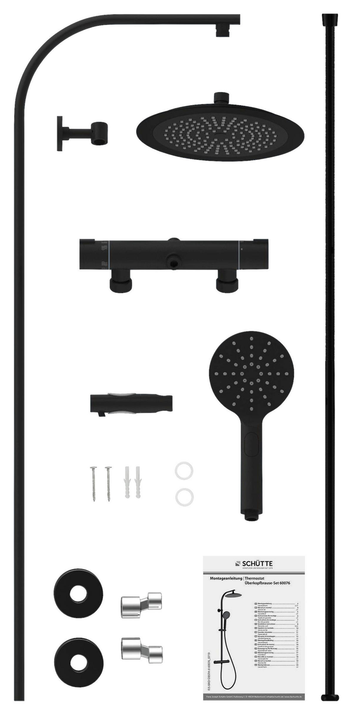 ÜBERKOPFBRAUSESET  - Schwarz, Basics, Kunststoff (104/7,5/31cm) - Schütte