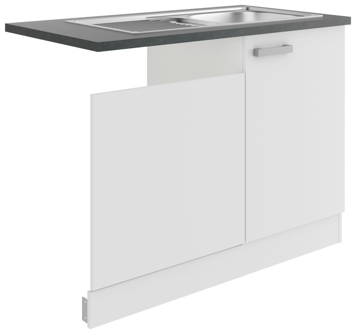 SPÜLENUNTERSCHRANK 110/84,8/60 cm  in Weiß  - Anthrazit/Alufarben, Basics, Holzwerkstoff/Metall (110/84,8/60cm) - Optifit