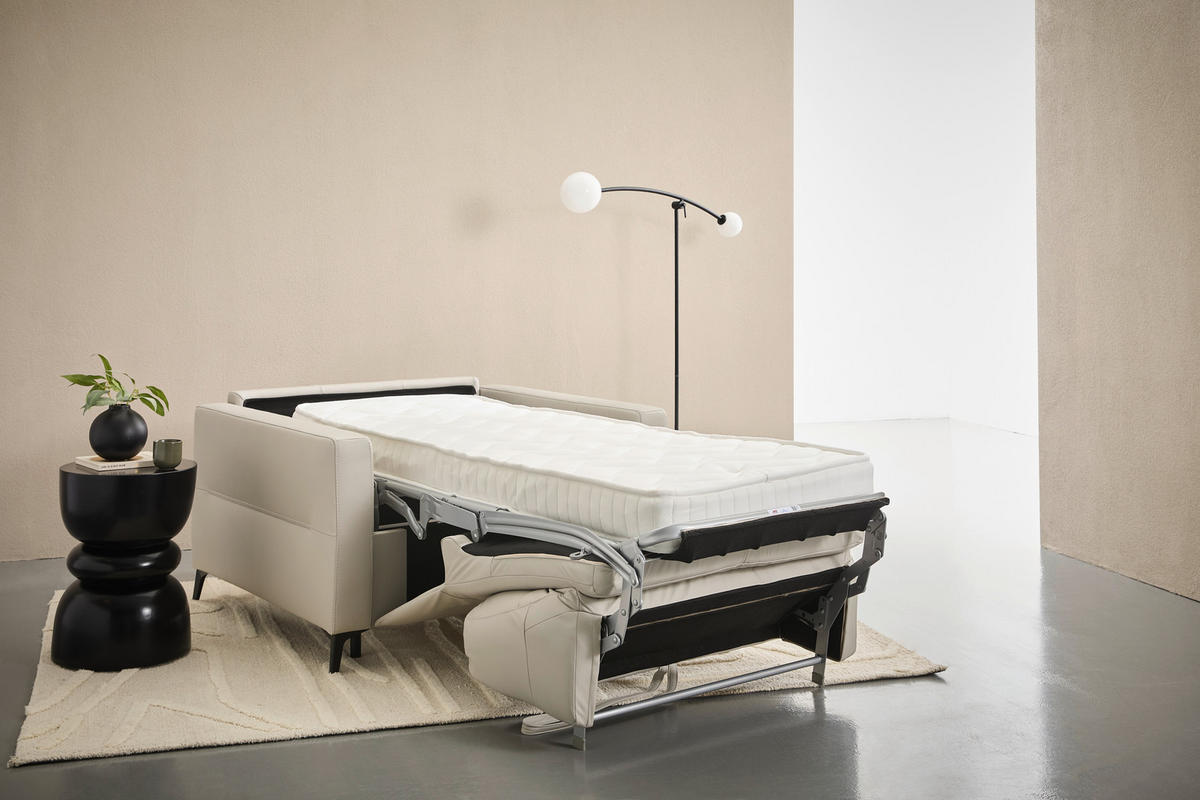 SCHLAFSESSEL Echtleder Hellgrau    - Hellgrau/Schwarz, Design, Leder/Metall (115/89/97cm) - Novel