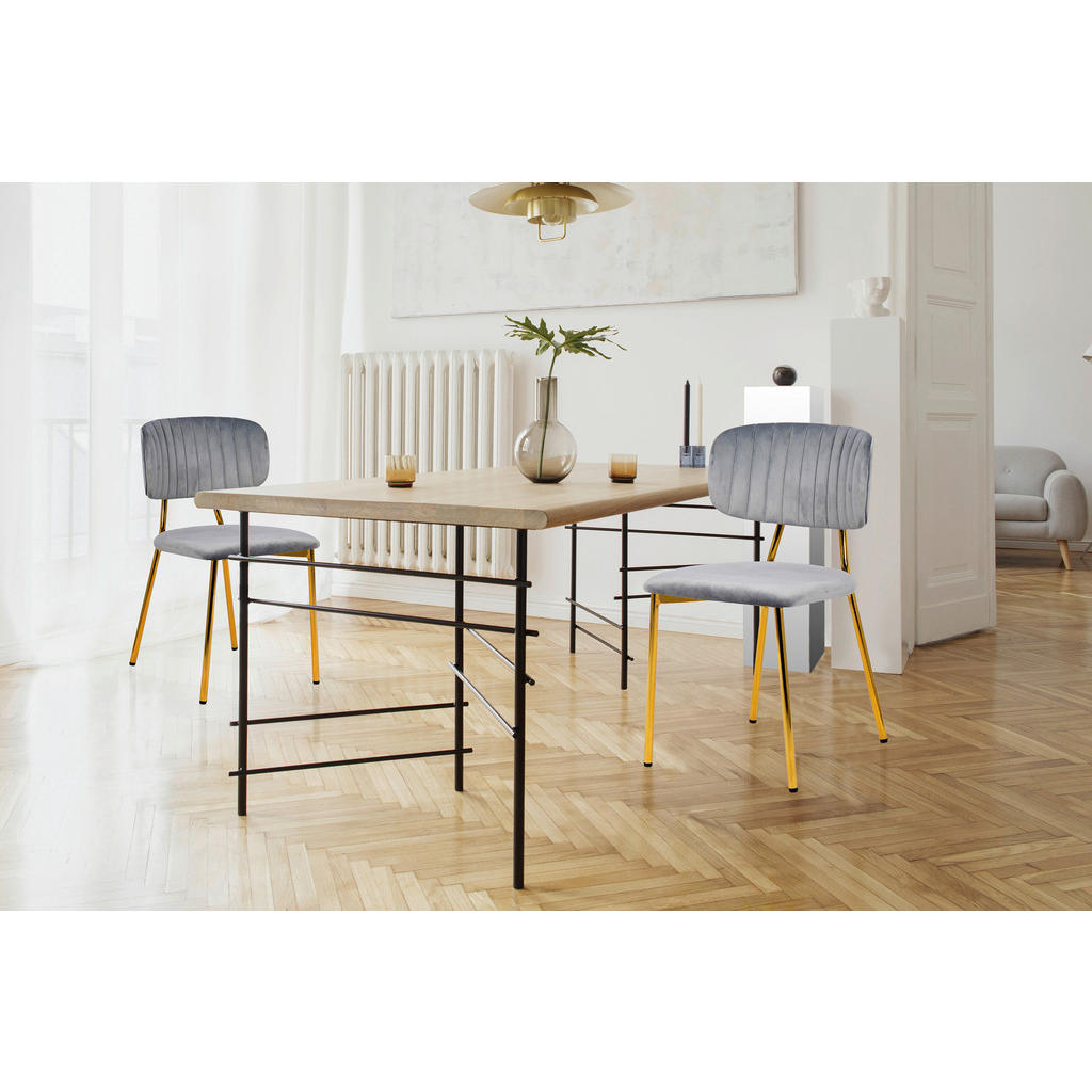 Thumbnail - Kayoom Stuhl-Set, Grau, Textil, Stativgestell, 47x80x51 cm, Esszimmer, Stühle, Esszimmerstühle, Esszimmerstühle-Set
