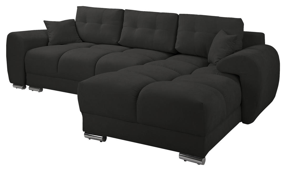 ECKSOFA in Mikrofaser Dunkelgrau  - Dunkelgrau/Silberfarben, Design, Textil/Metall (256/175cm) - Livetastic