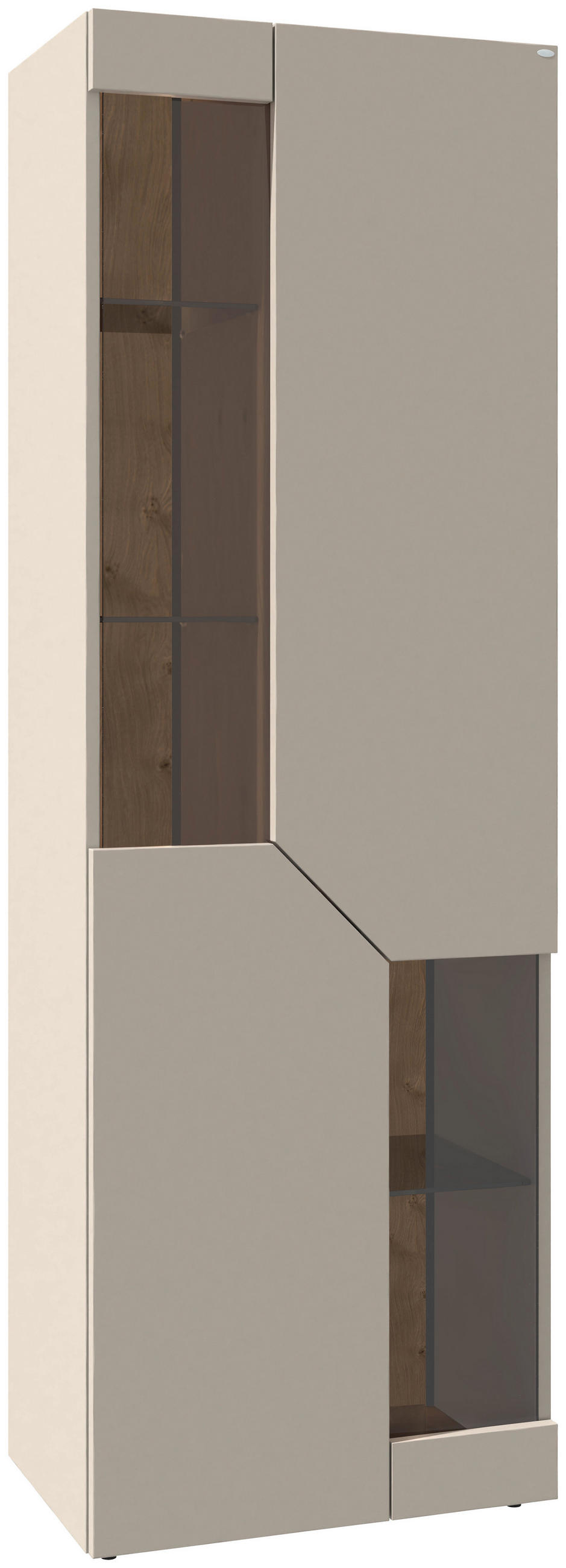 VITRINE  in furniert, massiv Wildeiche Taupe, Wildeiche - Taupe/Wildeiche, Design, Glas/Holz (64/194/43cm) - Voglauer