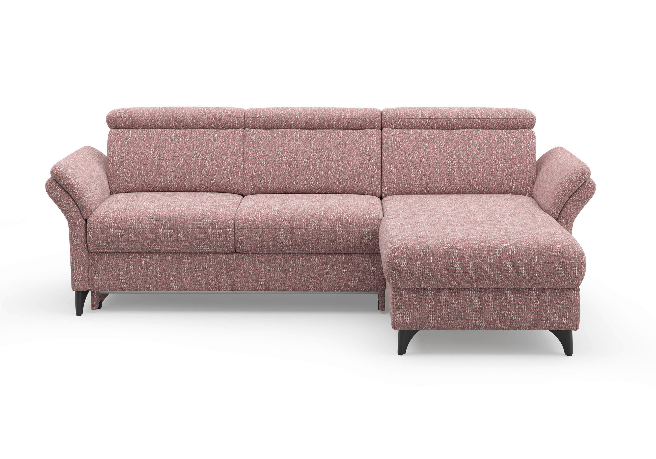 ECKSOFA GLENDALE E in Chenille Aubergine  253/166 cm  - Aubergine/Schwarz, KONVENTIONELL, Textil/Metall (253/166cm) - Sit & More
