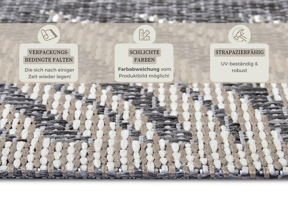 OUTDOORTEPPICH 155/235 cm Clyde Creme, Grau  - Creme/Grau, Design, Kunststoff (155/235cm)