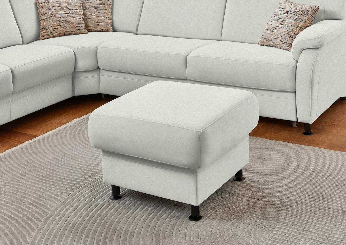 ECKSOFA Flachgewebe Silberfarben  - Silberfarben/Schwarz, Konventionell, Textil/Metall (287/269cm) - Beldomo System