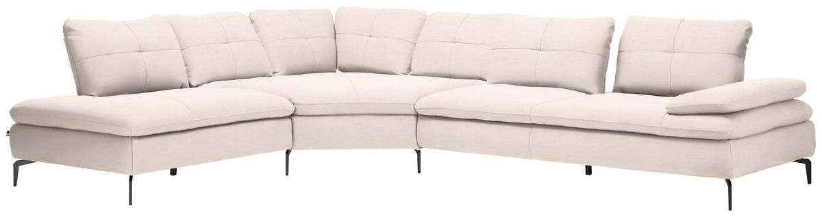 ECKSOFA in Flachgewebe Creme  - Creme/Schwarz, Design, Textil/Metall (271/344cm) - Chilliano