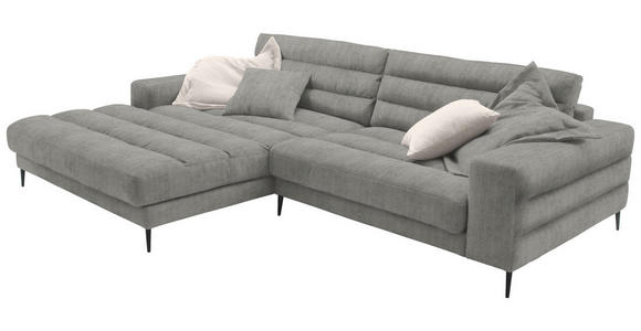 ECKSOFA in Flachgewebe Hellgrau  - Hellgrau/Schwarz, Design, Textil/Metall (207/296cm) - Dieter Knoll