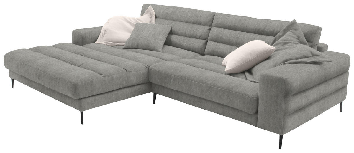 ECKSOFA in Flachgewebe Hellgrau  - Hellgrau/Schwarz, Design, Textil/Metall (207/296cm) - Dieter Knoll