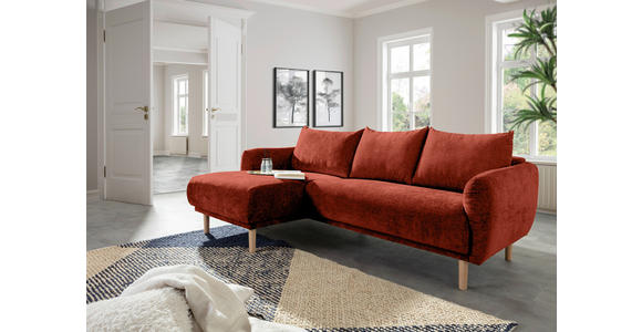 ECKSOFA Rostfarben Flachgewebe - Rostfarben/Buchefarben, KONVENTIONELL, Holz/Textil (144/230cm) - Carryhome