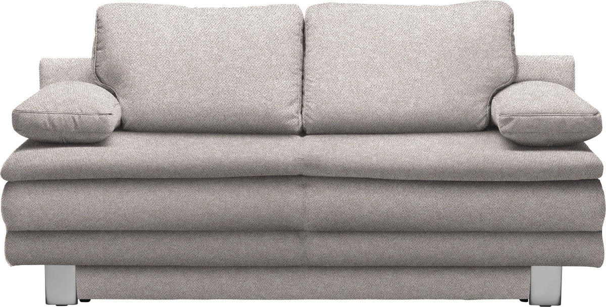 SCHLAFSOFA  mit Fußauswahl, Stoffauswahl Webstoff Naturfarben  - Chromfarben/Naturfarben, Design, Textil/Metall (194/96/86cm) - Novel