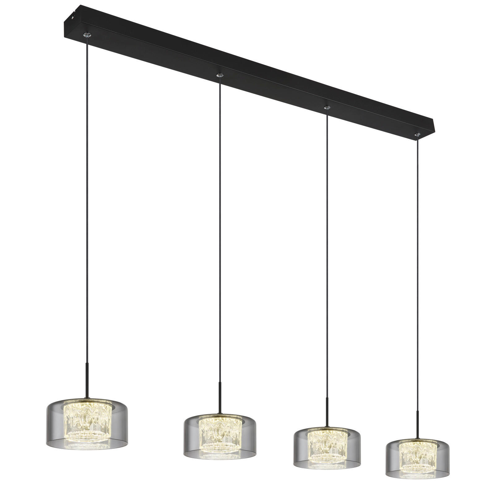 LED-HÄNGELEUCHTE FOGSY 105/15/150 cm   - Klar/Schwarz, Design, Glas/Kunststoff (105/15/150cm) - Globo