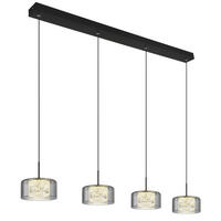 LED-HÄNGELEUCHTE FOGSY 105/15/150 cm   - Klar/Schwarz, Design, Glas/Kunststoff (105/15/150cm) - Globo