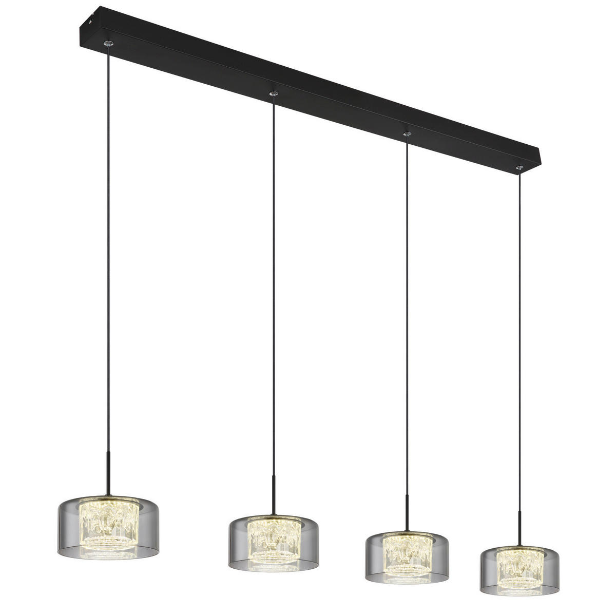 LED-HÄNGELEUCHTE FOGSY 105/15/150 cm   - Klar/Schwarz, Design, Glas/Kunststoff (105/15/150cm) - Globo