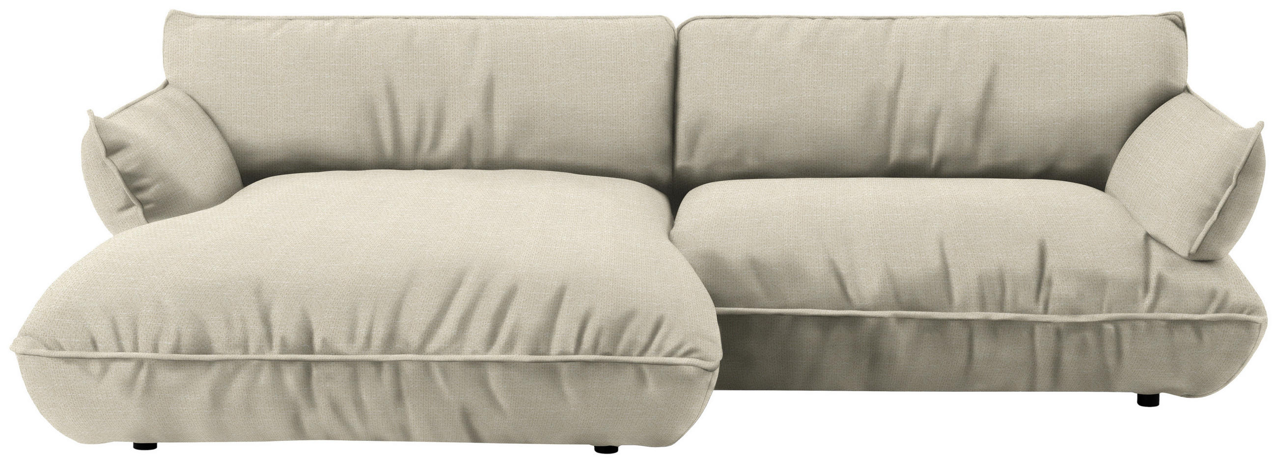 ECKSOFA  in Flachgewebe Creme  185/264 cm  - Creme/Schwarz, Design, Kunststoff/Textil (185/264cm) - Belluti