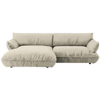 ECKSOFA  in Flachgewebe Creme  185/264 cm  - Creme/Schwarz, Design, Kunststoff/Textil (185/264cm) - Belluti