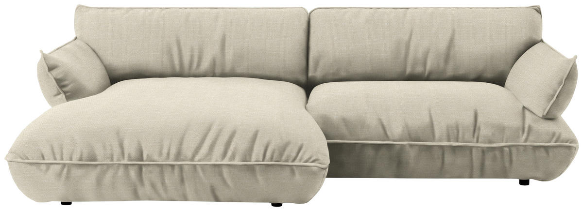 ECKSOFA  in Flachgewebe Creme  185/264 cm  - Creme/Schwarz, Design, Kunststoff/Textil (185/264cm) - Belluti