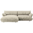 ECKSOFA  in Flachgewebe Creme  185/264 cm  - Creme/Schwarz, Design, Kunststoff/Textil (185/264cm) - Belluti