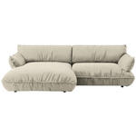 ECKSOFA  in Flachgewebe Creme  185/264 cm  - Creme/Schwarz, Design, Kunststoff/Textil (185/264cm) - Belluti