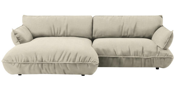 ECKSOFA  in Flachgewebe Creme  185/264 cm  - Creme/Schwarz, Design, Kunststoff/Textil (185/264cm) - Belluti
