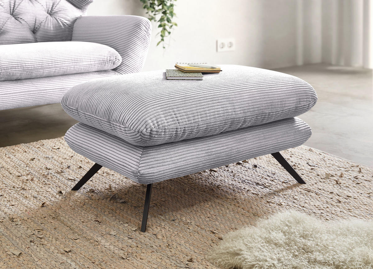 HOCKER Cord Grau  - Schwarz/Grau, MODERN, Textil/Metall (90/45/60cm) - Pure Home Lifestyle