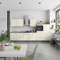 KÜCHENBLOCK Riva 360 cm  in Weiß, Schieferfarben  - Schieferfarben/Edelstahlfarben, MODERN, Holzwerkstoff/Metall (360cm) - Nobilia