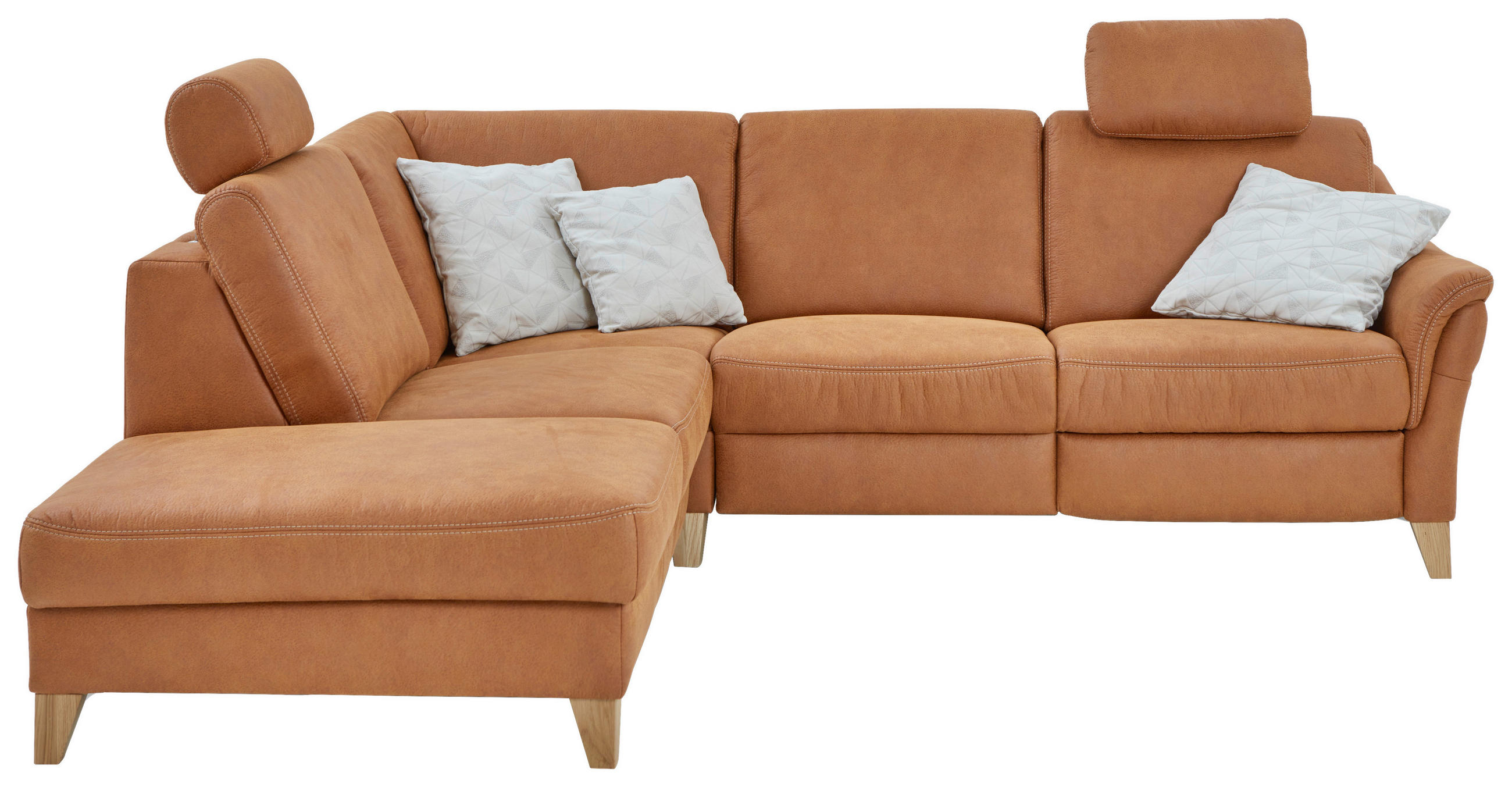 ECKSOFA in Flachgewebe Braun  - Wildeiche/Braun, Natur, Holz/Textil (225/255cm) - Voleo